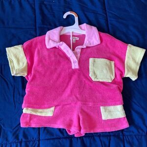 Girls Terrycloth Swim Cover Up Summer Suit Pink size 6